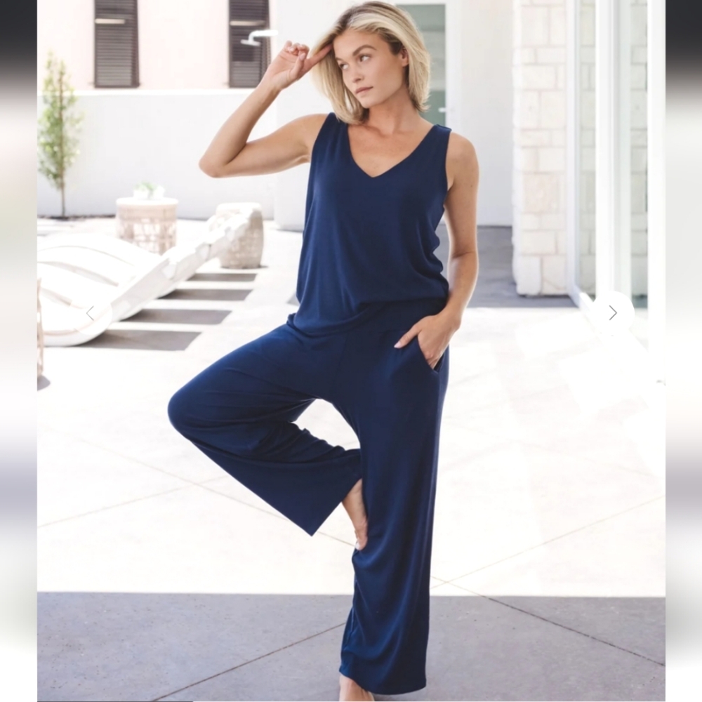 Cozy Earth Womens Lounge Pant RIBBED made of Bamboo Navy 3X NWOT